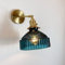 QEGY E27 Applique Murale Verre Vintage Rétro Lampe Murale Interieur avec Laiton Rotatif tête Or Lampe de Chevet Chambre à Coucher Salon Restaurants Lampe de Mur Verre Bleu Déco