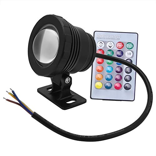 12V 10W RGB LED Unterwasserlicht Wasserdichter Gartenstrahler für Den Außenbereich mit Fernbedienung(Black plastic coated aluminum)