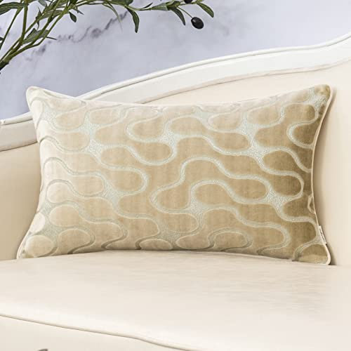 Yangest Kissenbezug, gewellt, modern, mit Reißverschluss, rechteckig, für Sofa, Couch, Schlafzimmer, Wohnzimmer, Zuhause, 30,5 x 50,8 cm, Beige