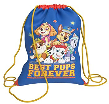 CYPBRANDS Paw Patrol - Mochila Saco Infantil, con Asas Regulables, Diseño Patrulla Canina, Colores Azul y Amarillo, Producto Oficial