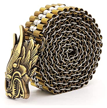 WRJAHCG Gürtel Männer Metall, Herren Gold Gürtel Neuheit Gürtel Luxus Kupfer Material Drachen Adler Tier Gürtelschnalle,Dragon 1,110CM/43.3''