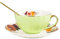 fanquare 200ml Juego de Taza de Café y Plato, Taza de Té de Porcelana Británica con Cuchara, Taza de Café de Cerámica, Verde Claro