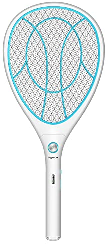 Night Cat Raqueta Matamoscas Mosquitos Electrica: Mata Moscas Mosquitos Electrico Antimosquitos Antimoscas Insecto Asesino Eléctrico Fly Killer Bug Zapper 3000V USB Recargable
