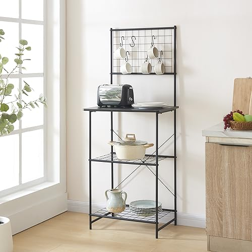 [en.casa] Gewürzregal Nibe Küchenregal Beistellregal mit 2 Gitterablagen Gitterregal Standregal Küche Topfregal Metall Marmor-Optik