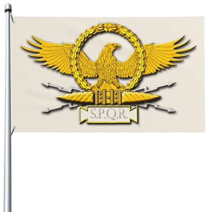 Bandiera SPQR dell'Aquila Imperiale Romana d'oro 3x5 Ft Resistente ai raggi UV Durevole Qualità Decorazione Cortile Striscioni da giardino per interni