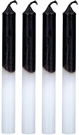 levandeo 4er Set Stabkerzen H20cm Schwarz Weiß Farbverlauf Dip Dye Kerzen Deko Tischdeko