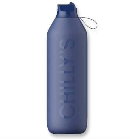 Generico Chilly Serie 2 FLIP Whale Blue 1000 ml Bottiglia in Acciaio Inox Senza BPA. Riutilizzabile.