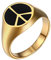 Flongo Siegelring mit Friedenzeichen Edelstahl Siegel Ring Vintage Frieden Ringe Peace 60er 70er Jahren Hippie Accessoire Knöchelringe stapelbar Fingerringe Bandring für Damen Herren Gold