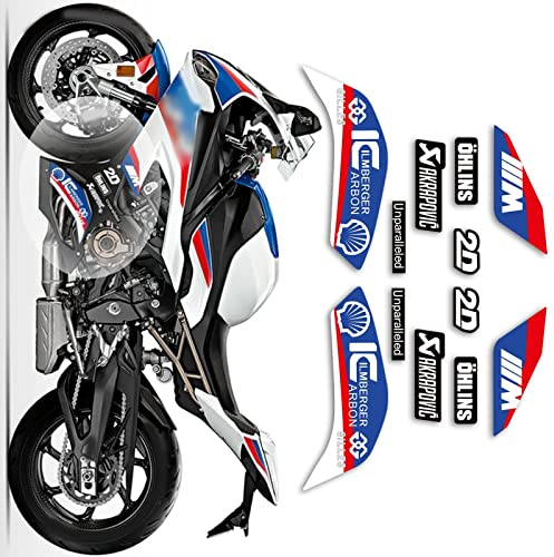 WITHWE Aufkleber Für BMW S1000RR 2019 2020 2021 2022 S1000rr Motorrad-Körperaufkleber, Reflektierender, Wasserdichter Aufkleber, Verkleidungszubehör (Color : A)