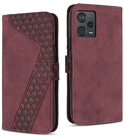 YIRRANZD Custodia per Xiaomi Redmi Note 12 PRO Plus 5G, Cover a Libro in Pelle PU con Slot Cart e Silicone TPU Bumper, Flip Caso Portafoglio Cover per Redmi Note 12 PRO Plus 5G (Rosso)
