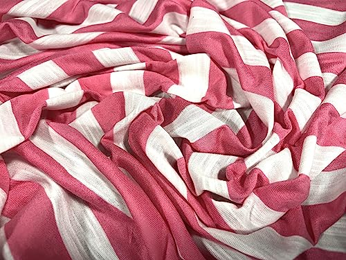 Weicher Griff Slub Single Jersey Stoff Meterware – Streifen – Pink & Weiß