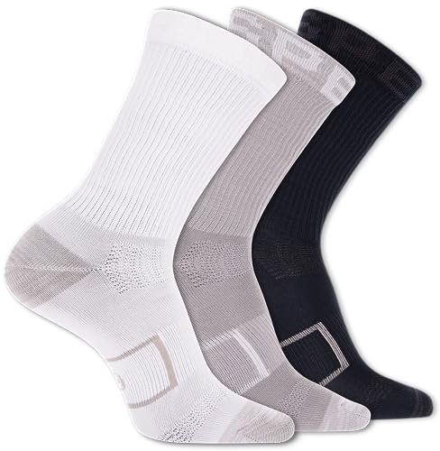 Sperry Men's Comfort Sneaker Crew Socks-3 Pair Pack-Heel Toe Cushion and Moisture Wicking, Black, Gray, White (3 Pairs), 4.5-12 UK