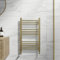 DuraTherm® 750 x 450mm Flat Straight Heated Towel Rail Radiator Modern Central Heating Bathroom Warmer Wall Mounted Ladder Rad, Brushed Brass