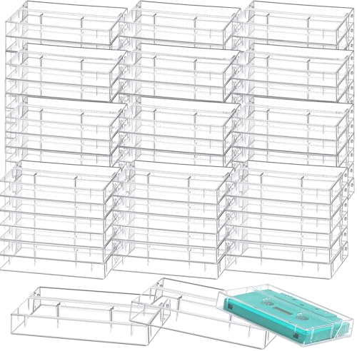 Wenqik Audio-Kassettenhüllen, Kunststoff, blanko, Sprachaufnahme, Kassettenhalter, transparent, Musikbox, Organizer, Audio-Aufbewahrungsprodukte für Kunstsammlung, 120 Stück