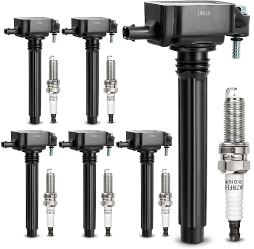 UF648 Ignition Coil &97390 Double Iridium Spark Plug For Chrysler 200 300 TOWN & COUNTRY/Dodge Avenger Challenger Charger Durango Grand Caravan Journey/Jeep Wrangler/Ram 1500 2500 3500 C1791 UF648
