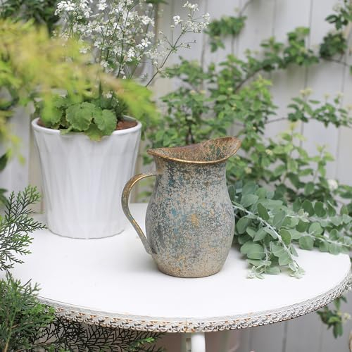 All Chic Milchkännchen Vase Vintage Metall Blumenvase Rustikale Vase Kleine Vasen für Blumen Vintage Dekorativer Krug Metall Rustikale Vase Küche Blumenvase Krug