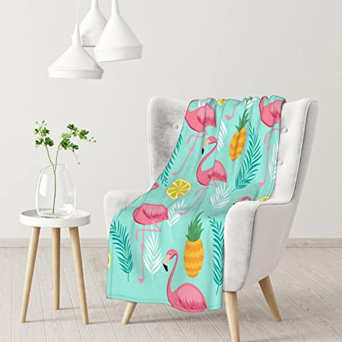 LAMAME Weiche Decke mit Flamingo-Druck, warme Decke