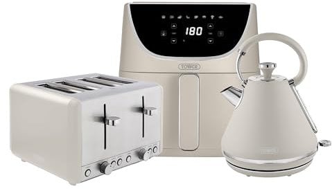 Tower EEJB248 Kettle + Toaster + Air Fryer, Stainless Steel