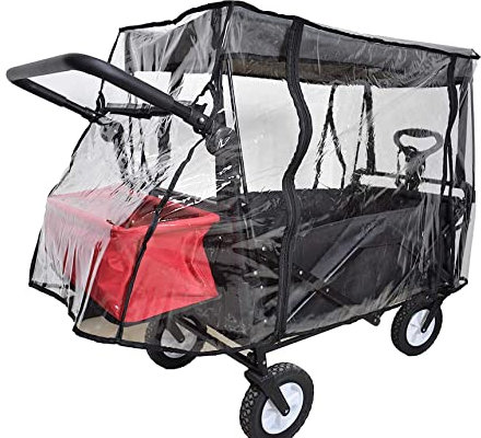 Universal Clear Plastic Awning for Wagon - Foldable Rain Cover for Collapsible Beach Folding Utility Kids Grocery Push Stroller Cart - Essen