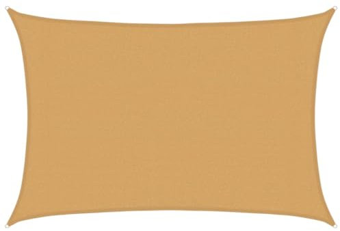 vidaXL Vela Parasole 160 g/m² Rettangolare Sabbia 3x4,5 m in HDPE, Vela ombreggiante, Ombra da Patio, tettoia ombreggiante, Vela da Giardino, tettoia