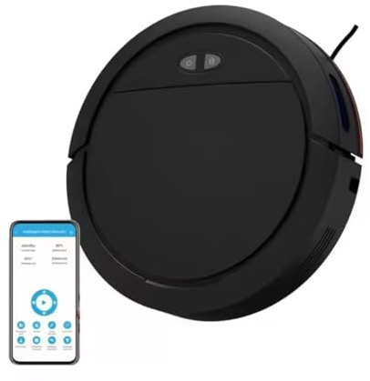 XoTiq Robot Aspirador, succión ultrafuerte de 4000 Pa, 7,8 cm de Grosor, 30 cm de diámetro, Mapa editable, Aspirador 3 en 1, Aspirador Robot súper Fino, Ideal para Suelos Duros con Pelo de Mascotas