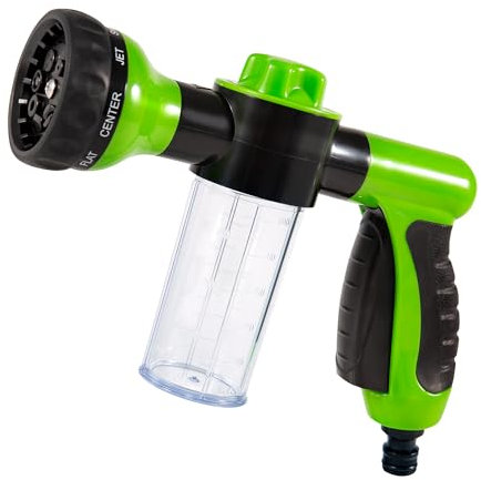 Albert Austin Garden Hose Foam Sprayer with 100ML Soap Dispenser Hose Gun High-Pressure Nozzle with 8 Adjustable Spray Patterns Multi-Jet Wash Spray Gun for Car Washing Plants Watering Pets Shower