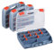 Relaxdays Caja Organizadora Tornillos, Set de 3, Maletín Clasificador Tacos y Herramientas, 6 x 32 x 26 cm, Gris y Rojo, 6x32x26 cm