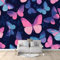Papier Peint de Photo Papillon Bleu Rose Dégradé 350x256 cm Papier Peint Murale intissé Panoramique, Papier Peint Personnalisé Pour Garçon Fille Ado Chambre Salon Décor