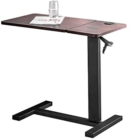 Adjustable Height Overbed Table with Cup Holder 360° Swivel Wheels Luxury Mobile Laptop Desk for Home and Hospital Use