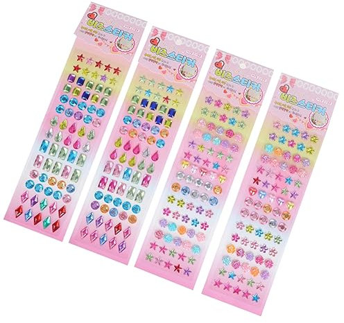 PHENOFICE 4 Blätter Blumenaufkleber Kinder Creolen für Mädchen Strassaufkleber zum Basteln transparente Aufkleber belohnungssticker kinderaufkleber Kristall-Aufkleber Acryl-Aufkleber