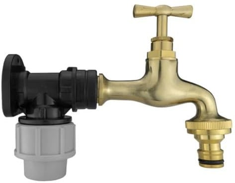 Wall Flange Kit 20mm MDPE - Designed for Secure and efficient Connections with 20mm MDPE Pipes Suitable for Gardening, Backyard, Around The House, Farmhouse (Polished Brass Bib Tap with Snap On)