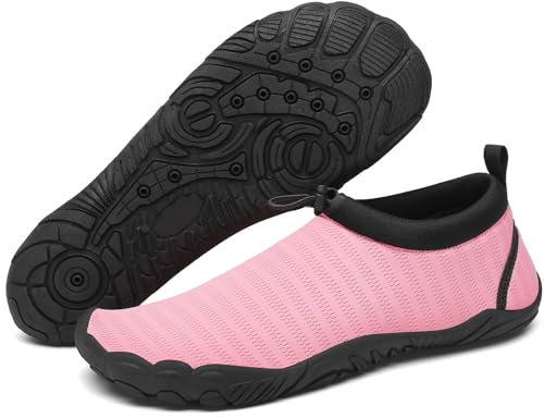 Mishansha Herren Damen Badeschuhe Atmungsaktiv Schnell Trocknend Aquaschuhe Unisex Sommer Wasserschuhe für Outdoor Sports, Rosa 38 EU