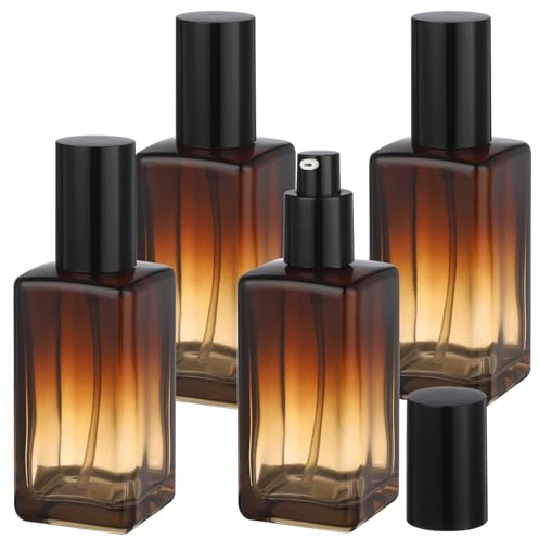 Segbeauty Contenitori Viaggio Liquidi 100 ml, 4 Pezzi Dispenser da Viaggio Ambra, Bottiglie Vuote in Vetro per Shampoo, Fondotinta Liquida, Acqua Detergente
