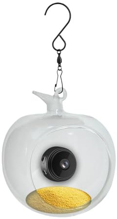 KANLVU Durchsichtig Vogelfutterspender Mit Vogelbeobachtung Kamera Smart Ai-Erkennung Für Den Außenbereich Hängendes Design Für Hinterhof Vogelliebhaber(A)