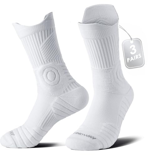 Findway 3 Paar Kompressions Laufsocken Herren Damen Moisture Wicking Anti-Blasen-socken Sportsocken mit TAB-Design für Basketball Wandern Laufe