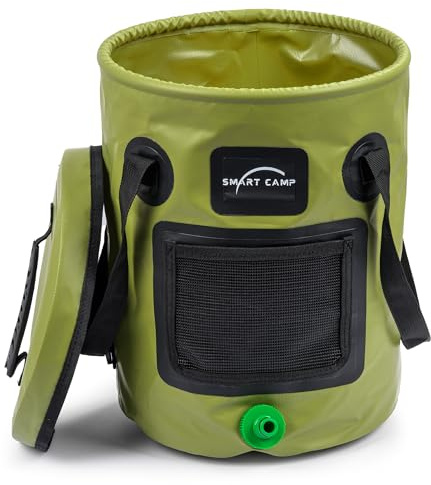 Collapsible Bucket with lid and Quick Hose Connector, Portable Foldable Large 20L Camping Gardening Hiking Fishing Bucket - Lightweight Folding Wash Basin Collaps Buckets 20l Water Container (Green)