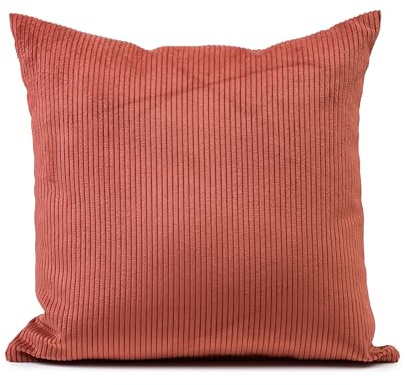 Gözze - Kissen Capri, Dekokissen in Feincord-Optik, Weiches Sofakissen mit Füllung, 100% Polyester, 60 x 60 cm - Zimt
