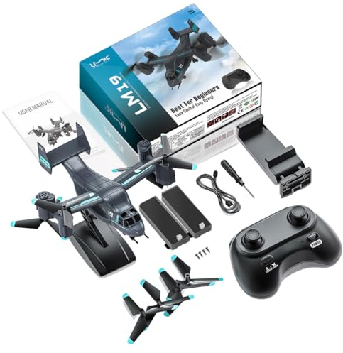 Torquino RC Helicopter for Adults, V-22 Osprey 2.4G 6CH Land/Air Dual-Mode RC Helicopter Model with Optical Flow Positioning, Altitude Hold, Remote Control Airpcraft Gift(RTF)