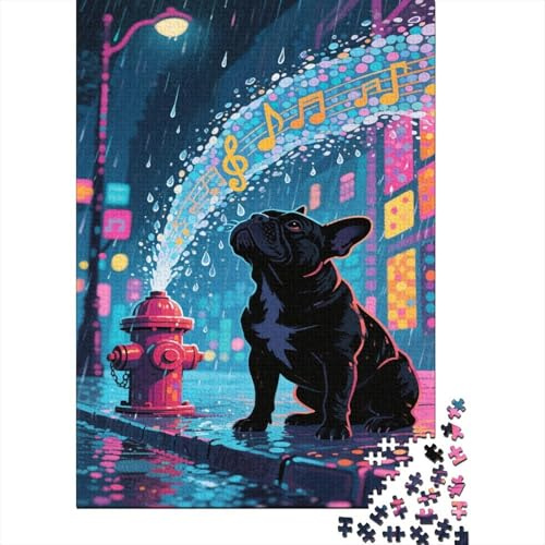 French Bulldog Jigsaw 1000 Piece Music Score Home Decoration for Adults And Kids Gift High Difficulty Game Challenging Puzzles Home Game 1000pcs (75x50cm)