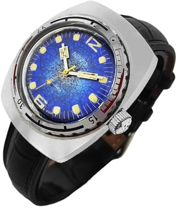 Boctok Vostok Armbanduhr mit manuellem Aufzug aus der Sowjetzeit, maximale Tiefe 200 m, Design mit Rissen