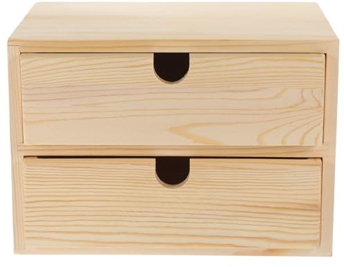 FESTFENDS Scatola Organizer in Legno con Cassetti Cassettiera Vintage Mobiletto Multistrato per Gioielli e Accessori da Tavolo Compatto per Scrivania e Casa