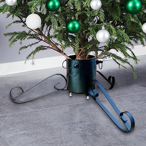 Christbaumständer, Metall, Stabiler Halt, Wasserbehälter für Frische, für echten Baum, Grün, 58x58x21 cm