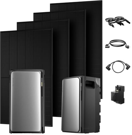 Powerness® All in One 2000W Balkonkraftwerk mit Speicher 3840Wh, ECOFLOW STREAM Ultra mit AC Pro, Smarten Zähler&Zubehör Komplettset, 4× 500W Full Black Bifaziale Solarmodule, Plug & Play (0% MwSt)