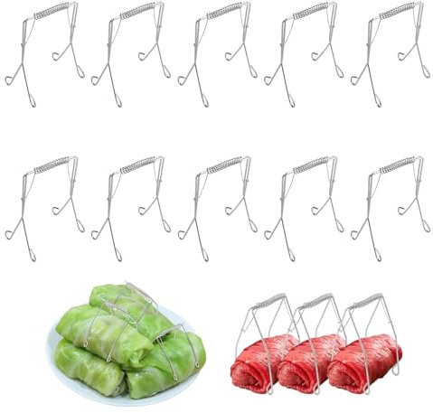 HRMGJH 10 reusable roulade clips, stainless steel, roulade needles, are perfect alternatives to roller shutter clamps or burrito sticks and are suitable for roulade ties, roulade skewers