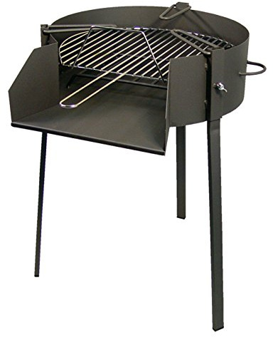 Barbacoa Redonda con Soporte para Paella, Acero, Diámetro 50 cm, Altura 75 cm