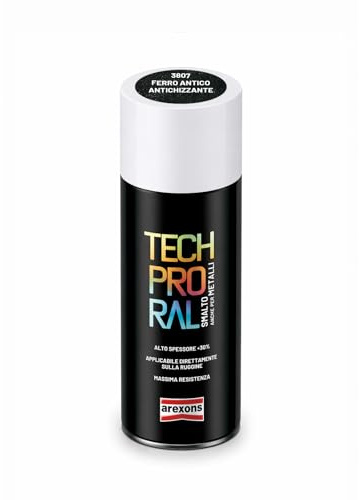 AREXONS - Tech Pro Ral Ferro Antico Antichizzante Smalto Spray ad Alta Copertura per Protezione Manufatti Ferrosi Esterni Porte Cancelli Box 400ml