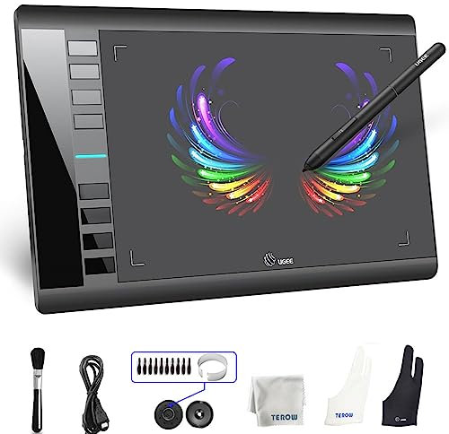 M708 UGEE Graphics Drawing Tablet 10 x 6 inch Large Active Area Drawing Tablet with 8 Hot Keys, 8192 Levels Pressure Battery-Free Pen, UGEE M708 Graphic Tablets for Paint, Digital Art Creation Sketch