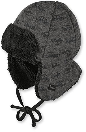 Sterntaler - Jungen Mütze Fliegermütze Wintermütze, zum binden, Nackenschutz, Autos, grau - 4611756, Größe 47