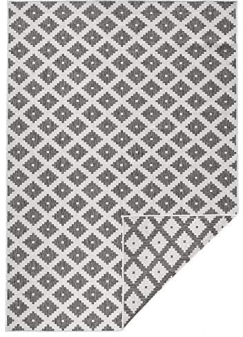 NORTHRUGS In- und Outdoor Teppich Nizza 120x170cm - Wendeteppich Wetterfest Modernes Geometrisches Muster für Balkon Terrasse Garten Wintergarten Küche Wohnzimmerteppich Wasserfest in Grau Creme