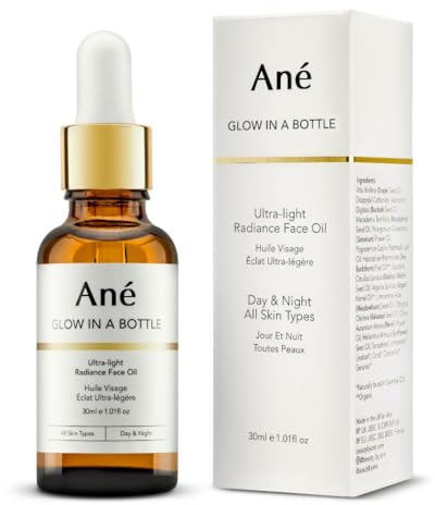 Ané Glow in a Bottle Anti-Ageing Vegan Facial Oil for All Skin Types - 100% Natural Plant Oils including Argan, Grapeseed and Squalane